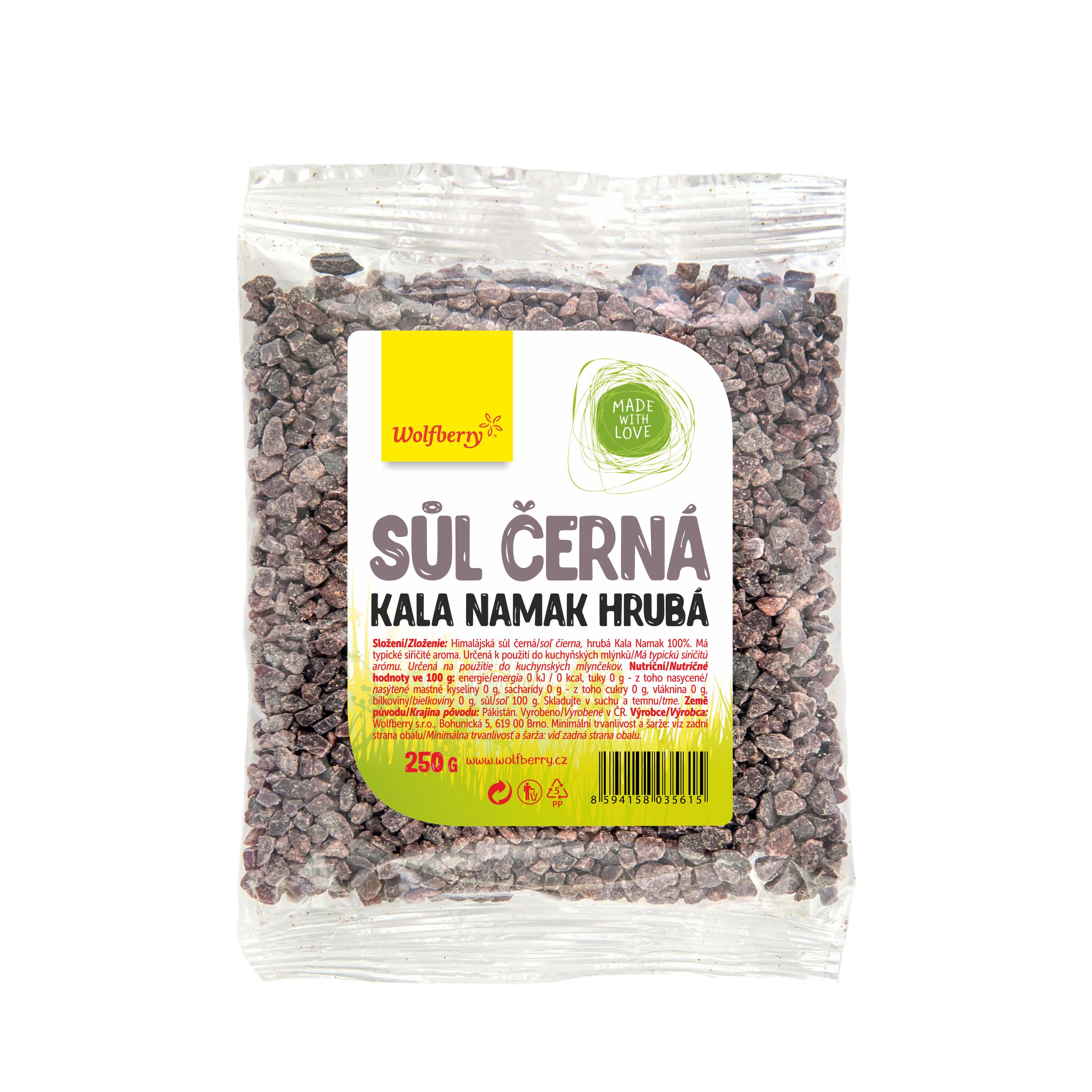 Wolfberry Himalájská sůl černá hrubá KALA Namak 250 g Wolfberry 250 g
